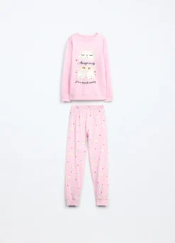 Set pigiama lungo in jersey di puro cotone bambina