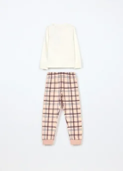 Set pigiama lungo in puro cotone fleece bambina