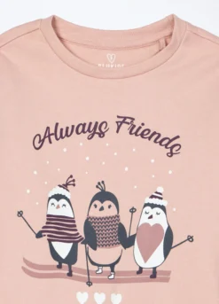 Set pigiama lungo in puro cotone fleece bambina