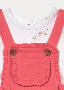 Set t-shirt + salopette in puro cotone neonata
