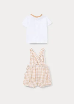 Set t-shirt + salopette in puro cotone neonato