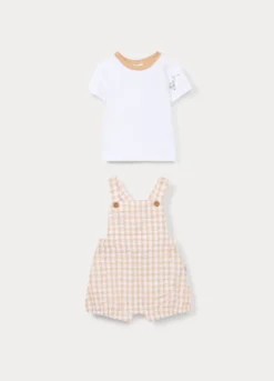 Set t-shirt + salopette in puro cotone neonato