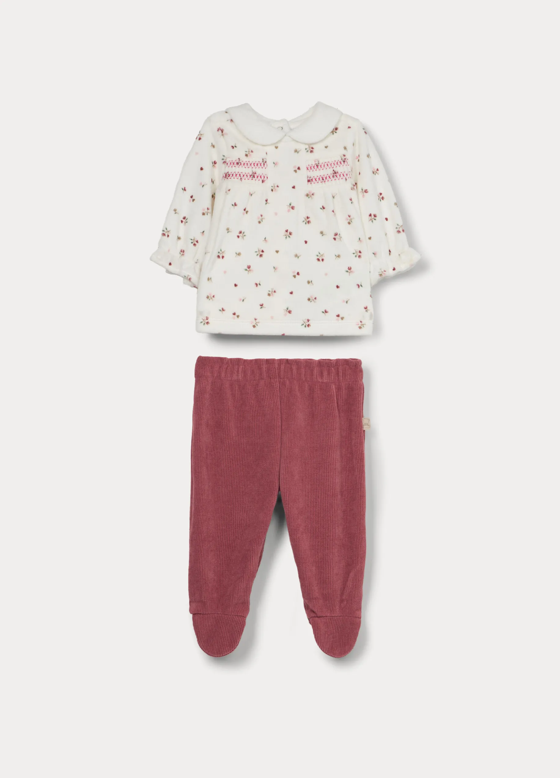 Set velour misto cotone neonata