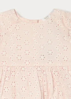 Set vestitino + culotte in puro cotone sangallo neonata
