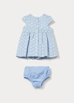 Set vestito + shorts in puro cotone sangallo neonata