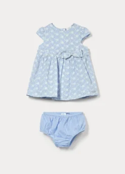 Set vestito + shorts in puro cotone sangallo neonata