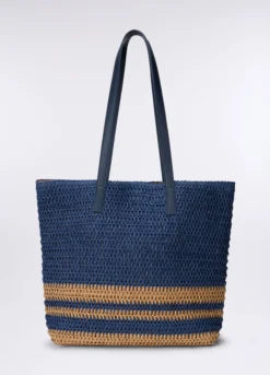 Shopper in carta tessile rigata donna