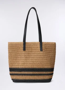 Shopper in carta tessile rigata donna