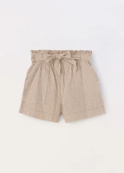 Shorts a righe in cotone stretch ragazza