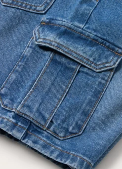 Shorts cargo in denim di puro cotone ragazza