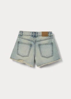 Shorts fit regular ripped in denim di puro cotone ragazza