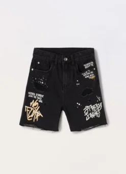 Shorts in denim di misto cotone ragazzo