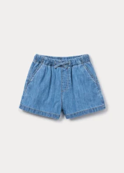 Shorts in denim di puro cotone ragazza
