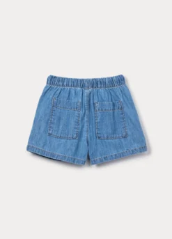 Shorts in denim di puro cotone ragazza