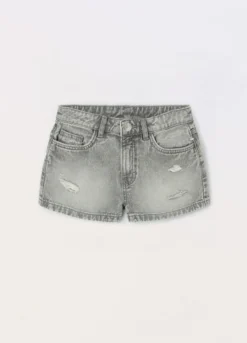 Shorts in denim di puro cotone ragazza