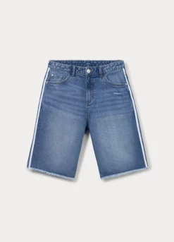 Shorts in denim di puro cotone ragazza