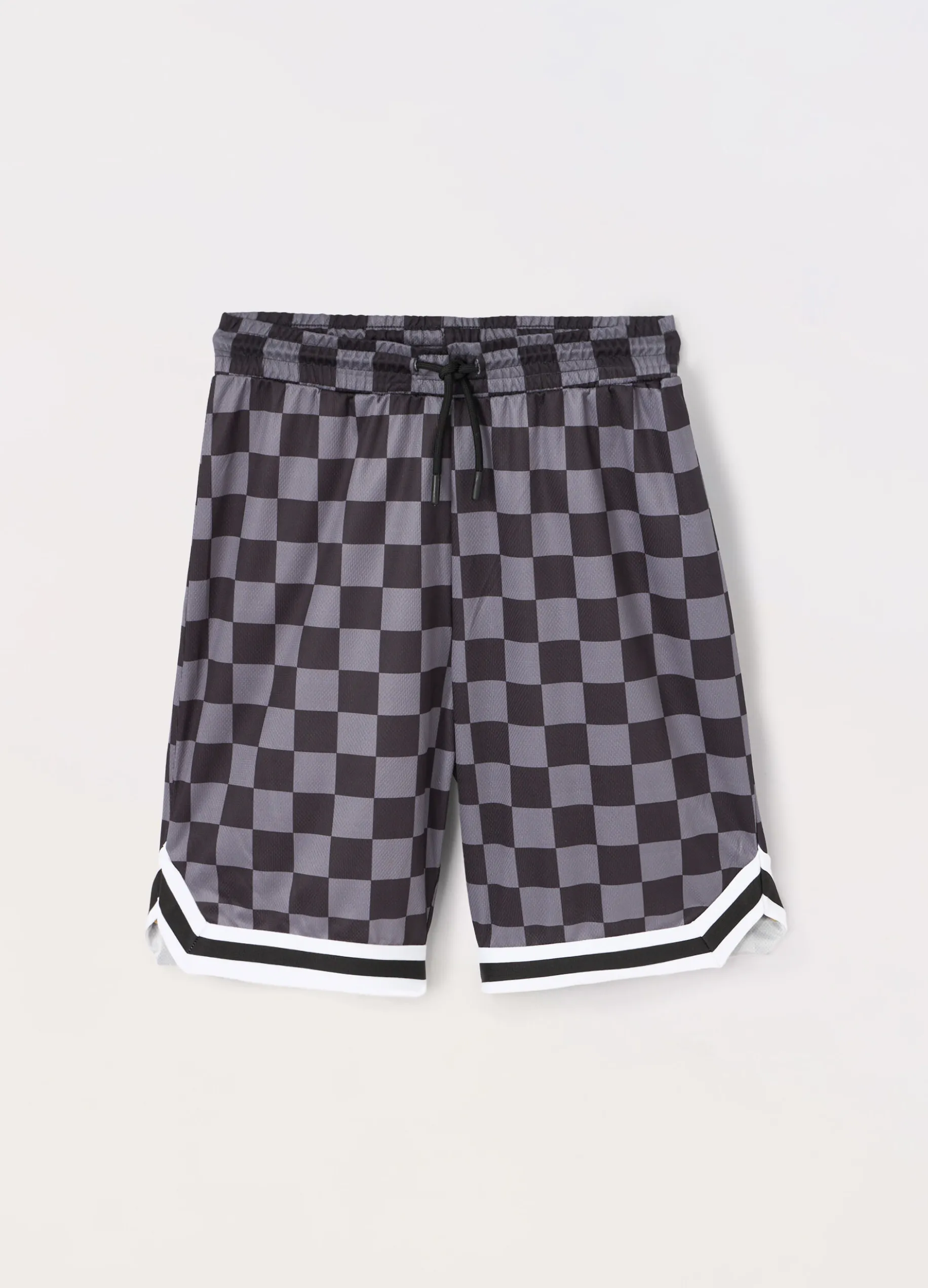 Shorts in tessuto mesh con stampa ragazzo