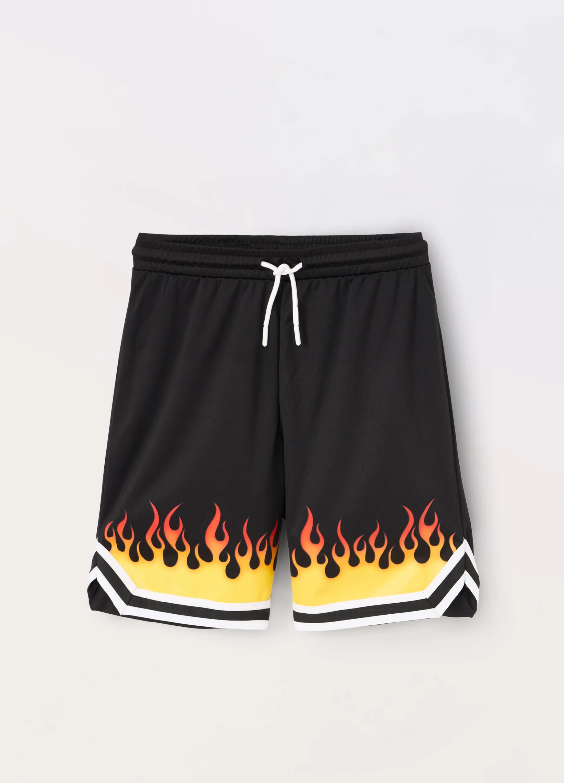 Shorts in tessuto mesh con stampa ragazzo