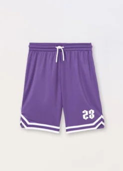 Shorts in tessuto mesh con stampa ragazzo
