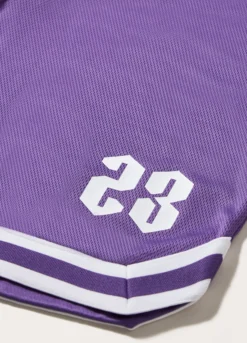 Shorts in tessuto mesh con stampa ragazzo