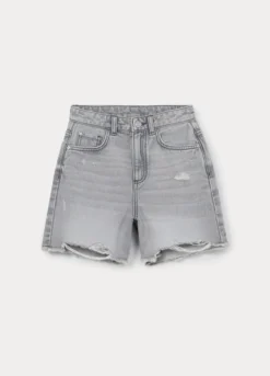 Shorts ripped in denim di puro cotone ragazza