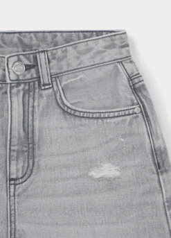 Shorts ripped in denim di puro cotone ragazza