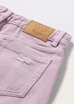 Shorts ripped in denim di puro cotone ragazza