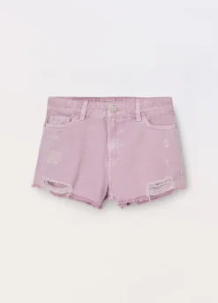 Shorts ripped in denim di puro cotone ragazza