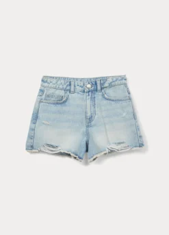 Shorts ripped regular fit in denim di puro cotone ragazza