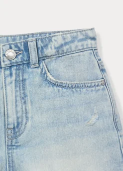 Shorts ripped regular fit in denim di puro cotone ragazza