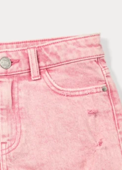 Shorts ripped regular fit in denim di puro cotone ragazza