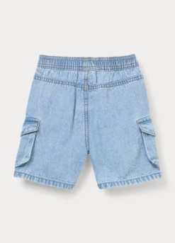 Shorts cargo in denim di puro cotone