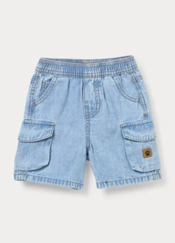Shorts cargo in denim di puro cotone
