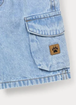 Shorts cargo in denim di puro cotone