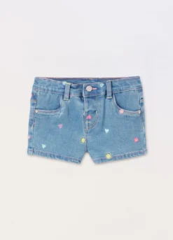 Shorts in denim di misto cotone neonata