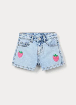 Shorts in denim di puro cotone bambina