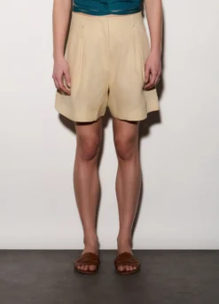 Shorts regular fit in puro lino donna