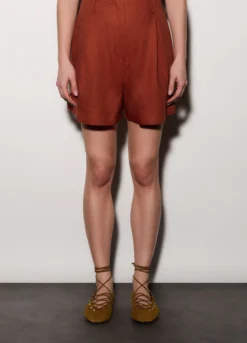 Shorts regular fit in puro lino donna