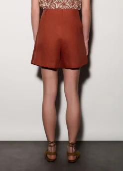 Shorts regular fit in puro lino donna