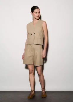 Shorts regular fit misto lino donna