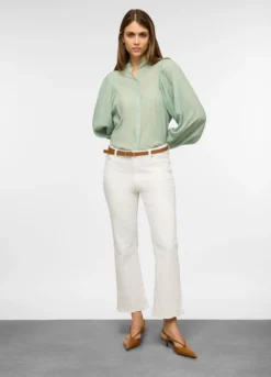 5 Tasche fit Flare in cotone stretch con ricamo al fondo donna