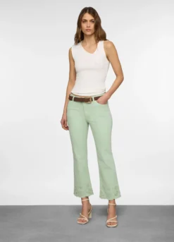 5 Tasche fit Flare in cotone stretch con ricamo al fondo donna