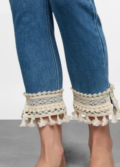5 Tasche fit Slim in denim stretch con tape al fondo donna
