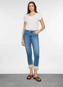 5 Tasche fit Slim in denim stretch con tape al fondo donna