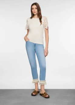 5 Tasche fit Slim in denim stretch con tape al fondo donna