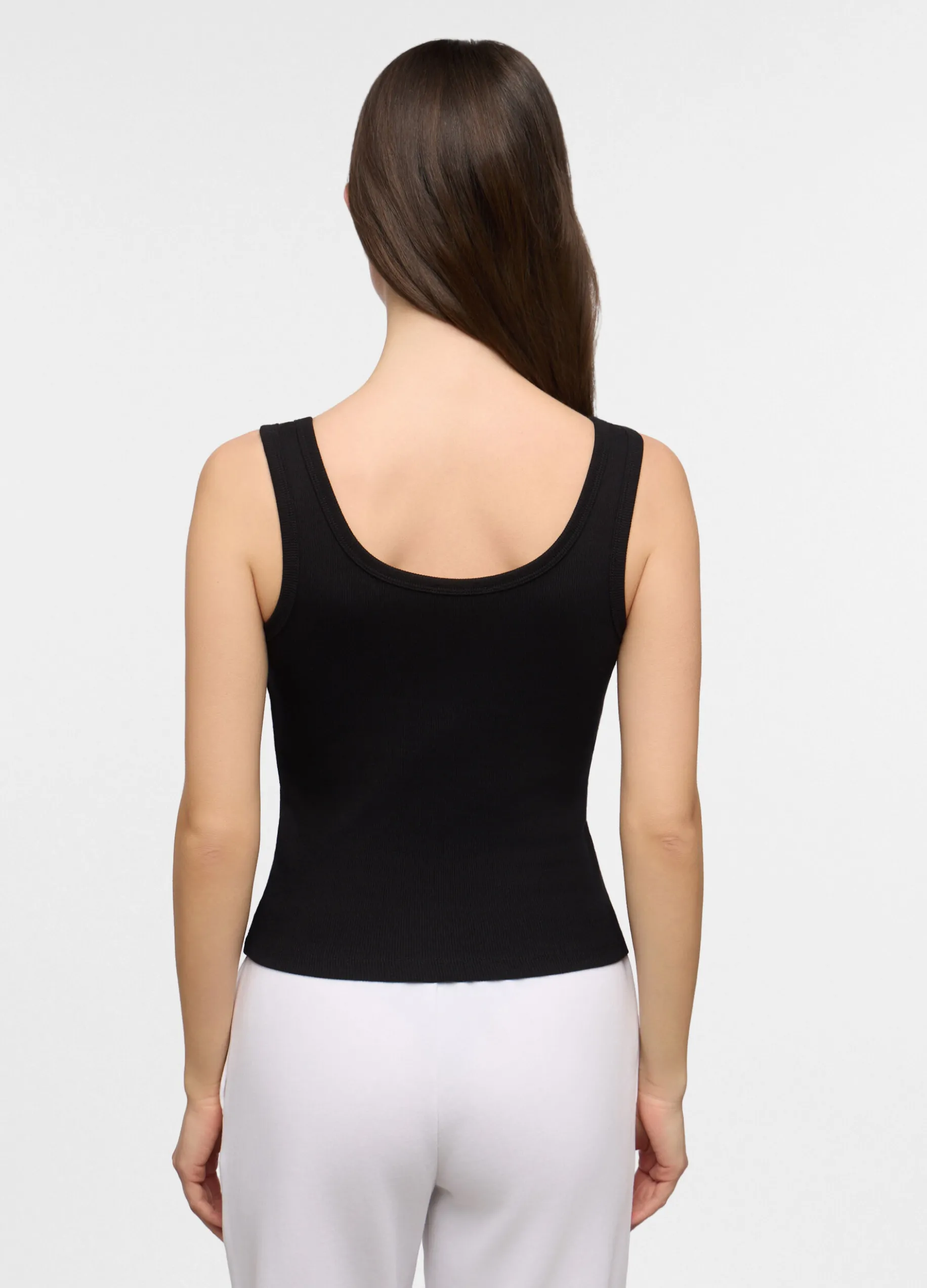 Top corsetto fitted con scollo rotondo donna