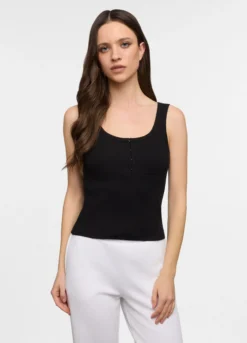Top corsetto fitted con scollo rotondo donna