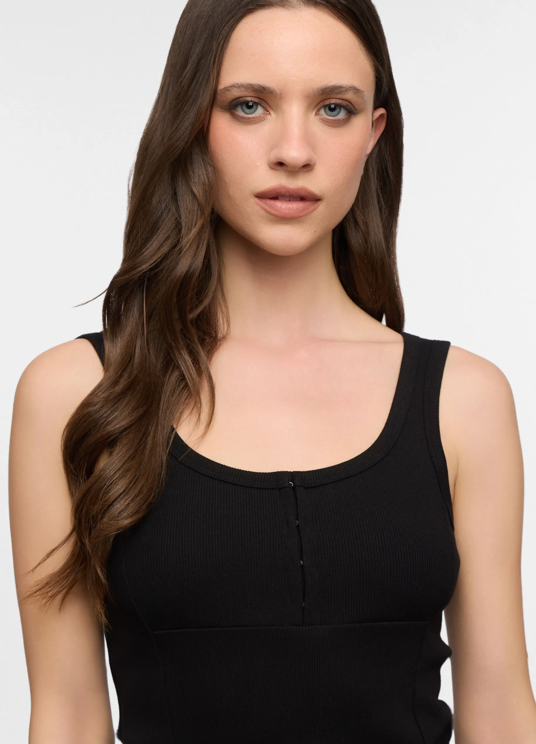 Top corsetto fitted con scollo rotondo donna