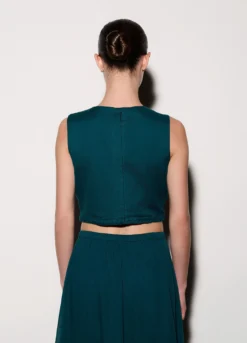 Top cropped misto lino donna