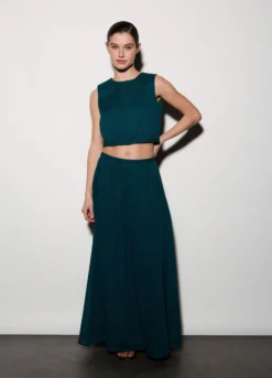 Top cropped misto lino donna